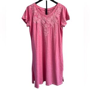 Caite Pink Floral Embroidered Dress size Small